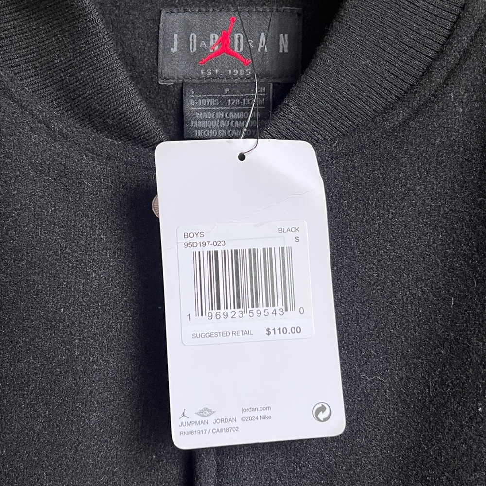 Jordan Black Jacket with Red Logo and Leather Sleeves - Picture 5 of 10